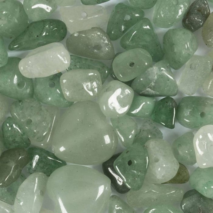 Perline di cristallo, Aventurina, diam 7-12 mm, misura buco 1 mm, verde, 63 pz/ 1 conf.
