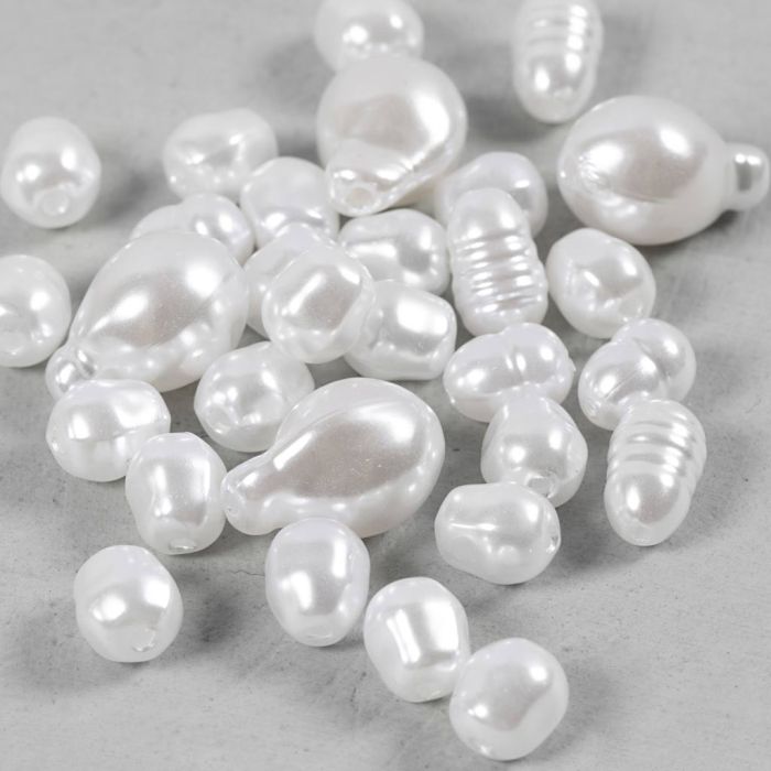 Perline di Cera, Ovale, diam 6-14 mm, misura buco 1,3-1,5 mm, 30 pz/ 1 conf.