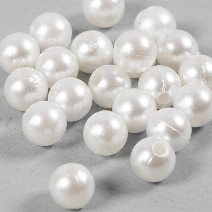 Perline di Cera, diam 8 mm, misura buco 2,3 mm, madreperla, 22 pz/ 1 conf.