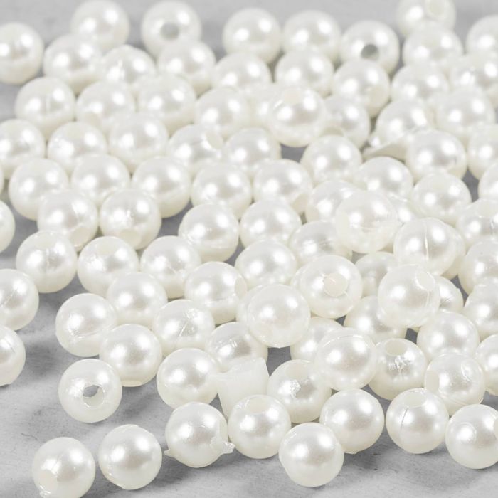 Perline di Cera, diam 5 mm, misura buco 1,7 mm, madreperla, 110 pz/ 1 conf.