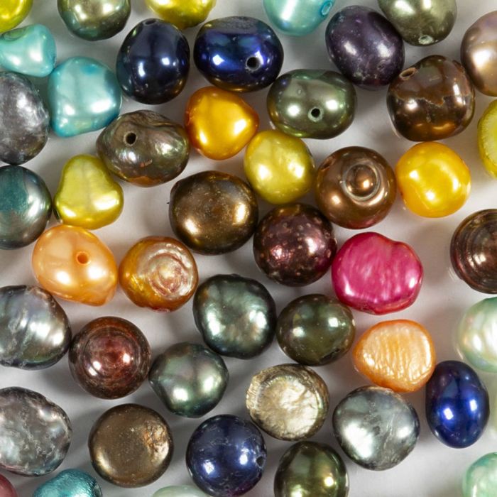 Perle d'acqua dolce, diam 5-6 mm, misura buco 0,5 mm, colori perlati, 60 pz/ 1 conf.