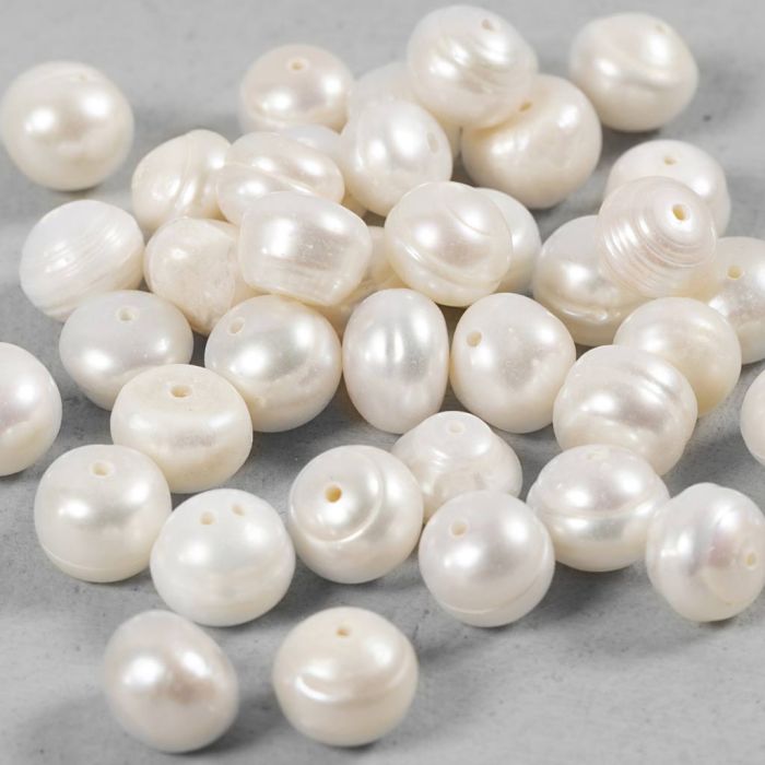 Perle d'acqua dolce, diam 4 mm, misura buco 1 mm, Forata trasversalmente, madreperla, 40 pz/ 1 conf.