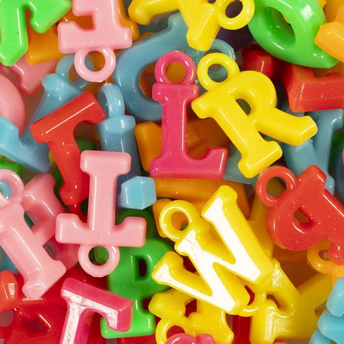 Perline lettere, misura 1-2 cm, 50 g/ 1 conf.