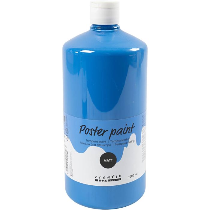 Pittura Tempera Opaca, blu primario, 1000 ml/ 1 bott.