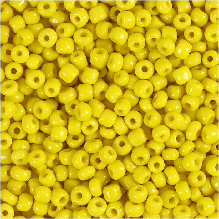 Perline rocaille, diam 3 mm, misura 8/0, misura buco 0,6-1,0 mm, giallo, 25 g/ 1 conf.