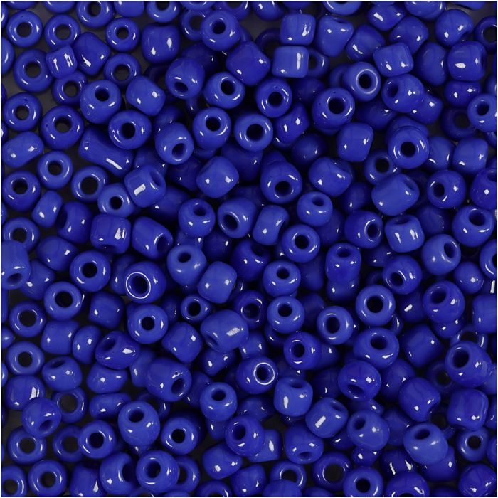 Perline rocaille, diam 3 mm, misura 8/0, misura buco 0,6-1,0 mm, blu, 25 g/ 1 conf.