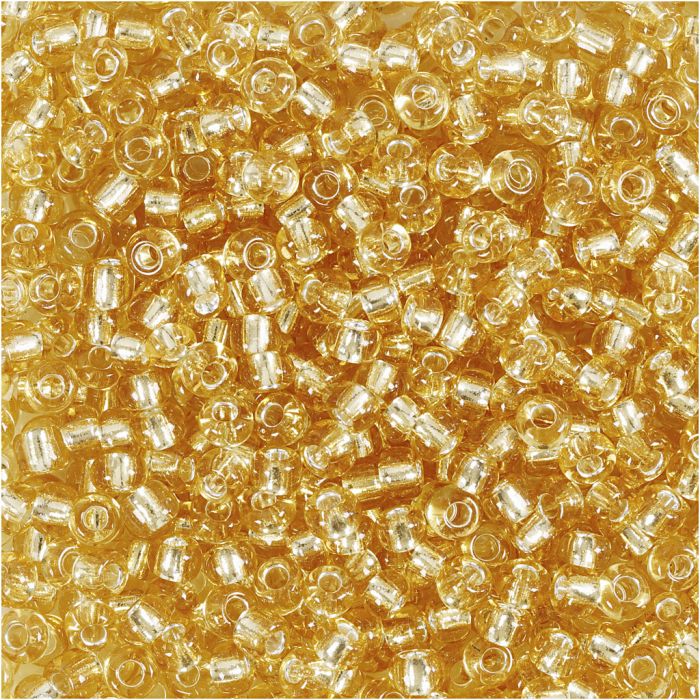 Perline rocaille, diam 3 mm, misura 8/0, misura buco 0,6-1,0 mm, oro, 25 g/ 1 conf.