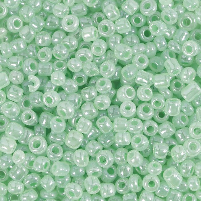 Perline rocaille, diam 3 mm, misura 8/0, misura buco 0,6-1,0 mm, verde tenue, 25 g/ 1 conf.