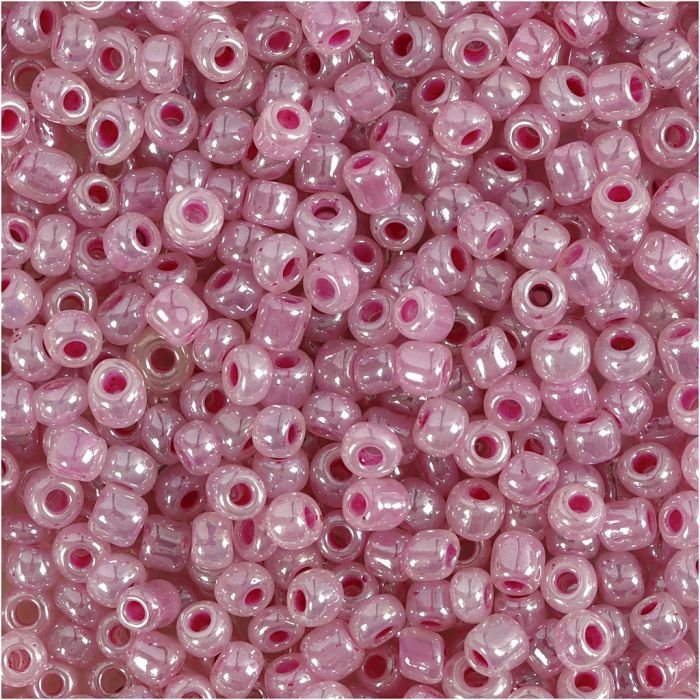 Perline rocaille, diam 3 mm, misura 8/0, misura buco 0,6-1,0 mm, rosa, 25 g/ 1 conf.
