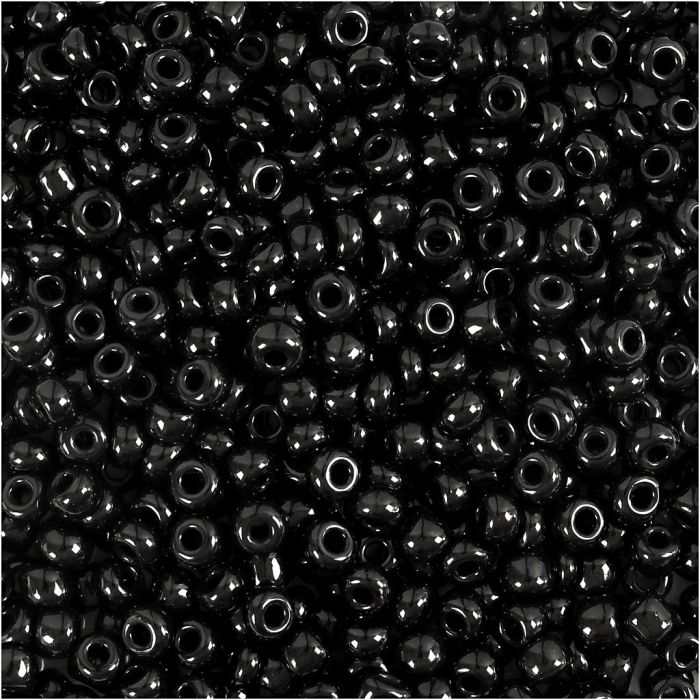 Perline rocaille, diam 3 mm, misura 8/0, misura buco 0,6-1,0 mm, nero, 500 g/ 1 conf.