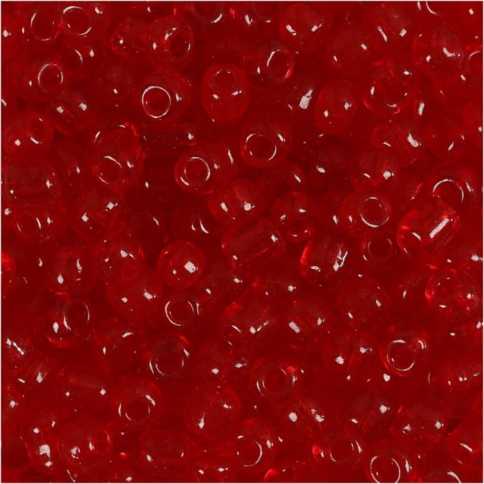 Perline rocaille, diam 4 mm, misura 6/0, misura buco 0,9-1,2 mm, rosso chiaro, 25 g/ 1 conf.