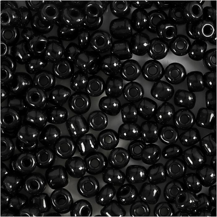 Perline rocaille, diam 4 mm, misura 6/0, misura buco 0,9-1,2 mm, nero, 25 g/ 1 conf.