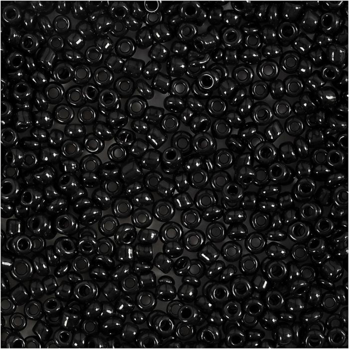 Perline rocaille, diam 2 mm, misura 12/0, misura buco 0,8 mm, nero, 25 g/ 1 conf.