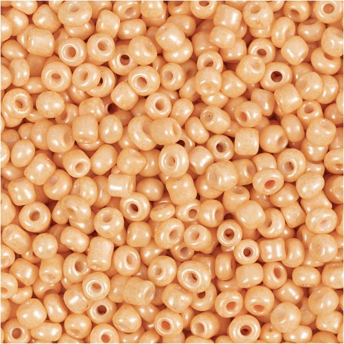 Perline rocaille, diam 3 mm, misura 8/0, misura buco 0,6-1,0 mm, peach, 25 g/ 1 conf.