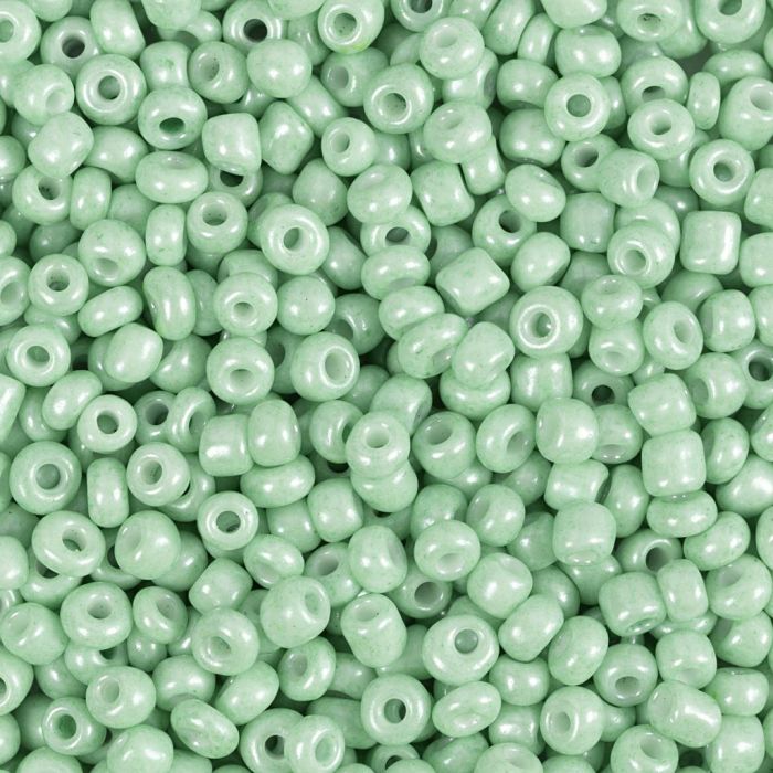Perline rocaille, diam 3 mm, misura 8/0, misura buco 0,6-1,0 mm, verde chiaro, 25 g/ 1 conf.
