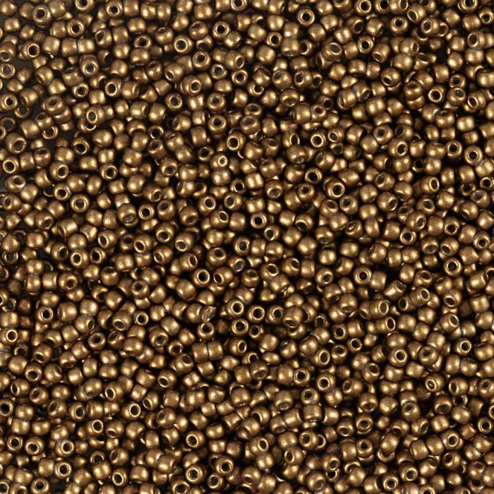 Perline rocaille, dim. 15/0, diam 1.7 mm, misura buco 0,5-0,8 mm, bronzo, 25 g/ 1 conf.