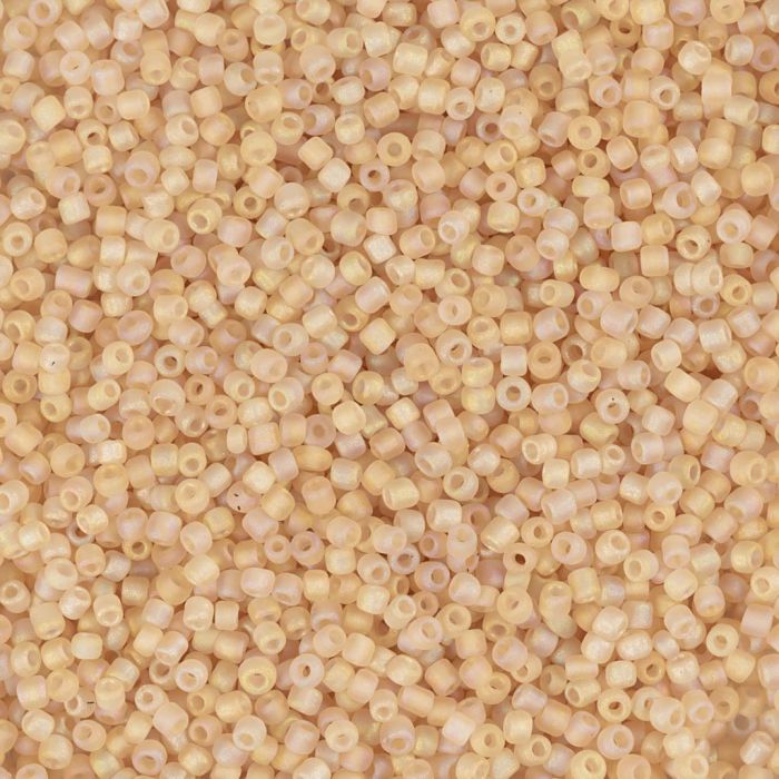 Perline rocaille, dim. 15/0, diam 1.7 mm, misura buco 0,5-0,8 mm, matt frozen, beige, 25 g/ 1 conf.