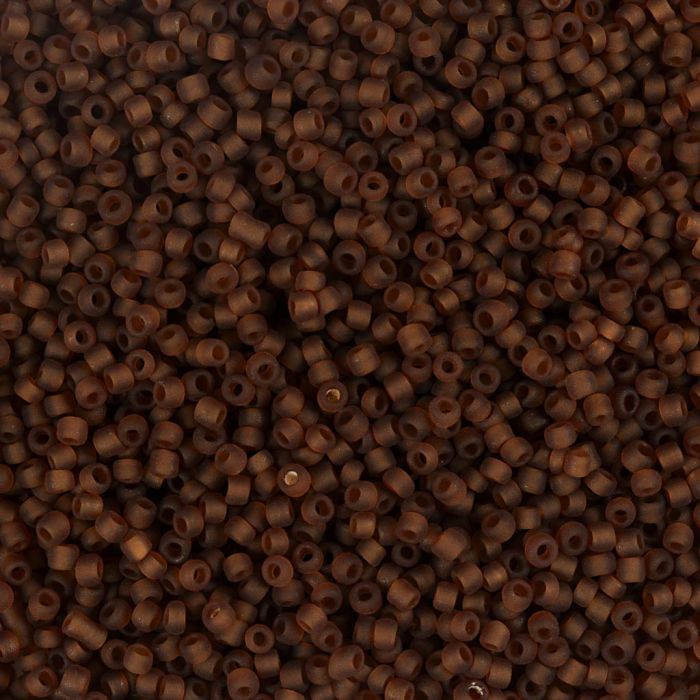 Perline rocaille, dim. 15/0, diam 1.7 mm, misura buco 0,5-0,8 mm, matt frozen, marrone, 25 g/ 1 conf.