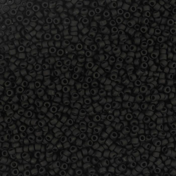 Perline rocaille, dim. 15/0, diam 1.7 mm, misura buco 0,5-0,8 mm, matt frozen, nero, 25 g/ 1 conf.