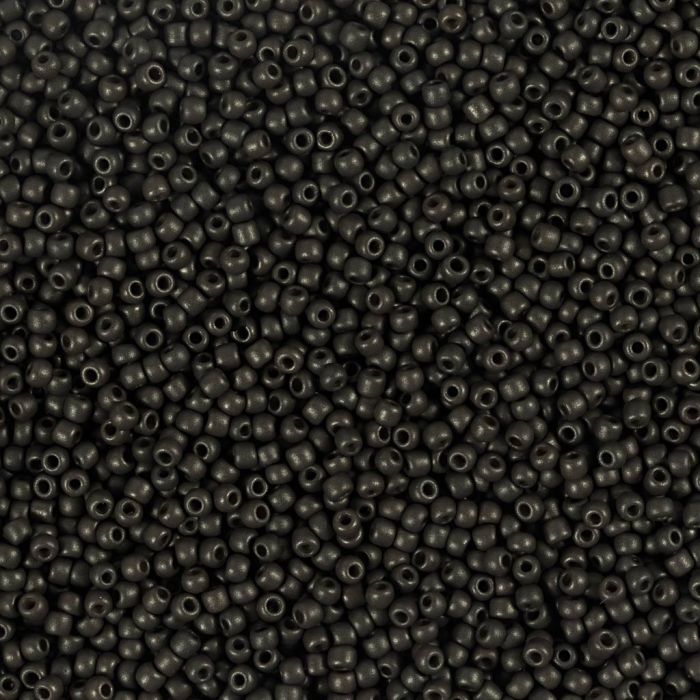 Perline rocaille, dim. 15/0, diam 1.7 mm, misura buco 0,5-0,8 mm, matt frozen, nero, 25 g/ 1 conf.