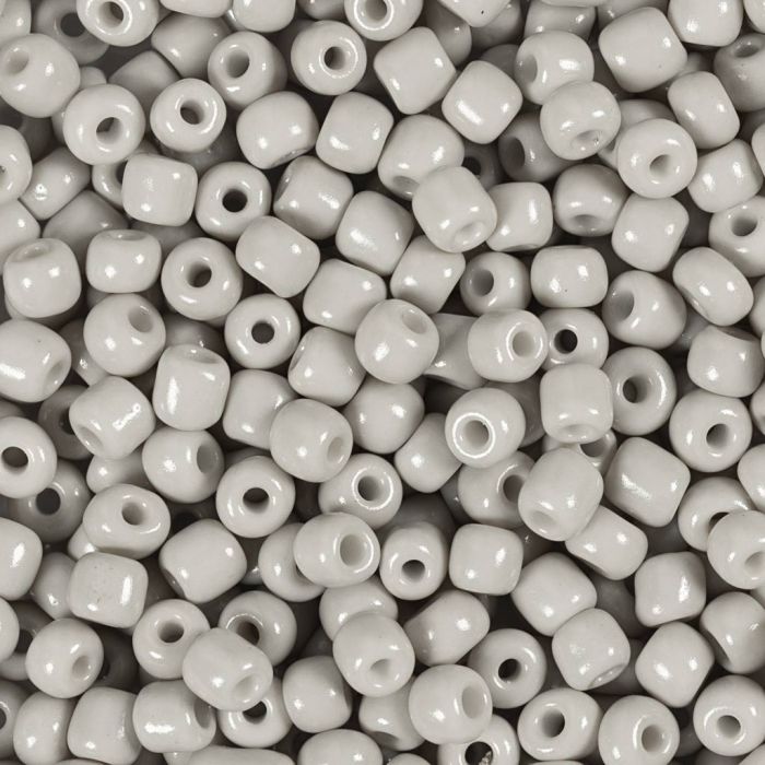Perline rocaille, dim. 6/0, diam 4 mm, misura buco 0,9-1,2 mm, grigio chiaro, 25 g/ 1 conf.