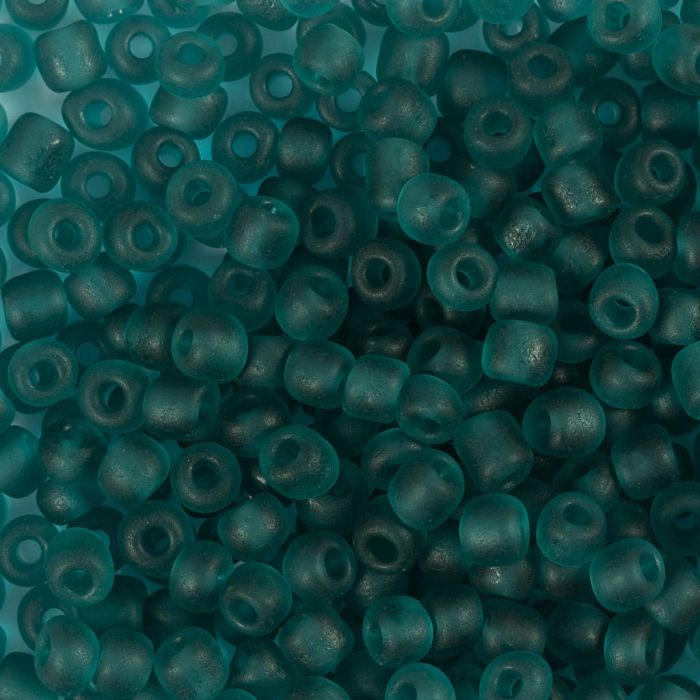 Perline rocaille, dim. 6/0, diam 4 mm, misura buco 0,9-1,2 mm, matt frozen, turchese, 25 g/ 1 conf.
