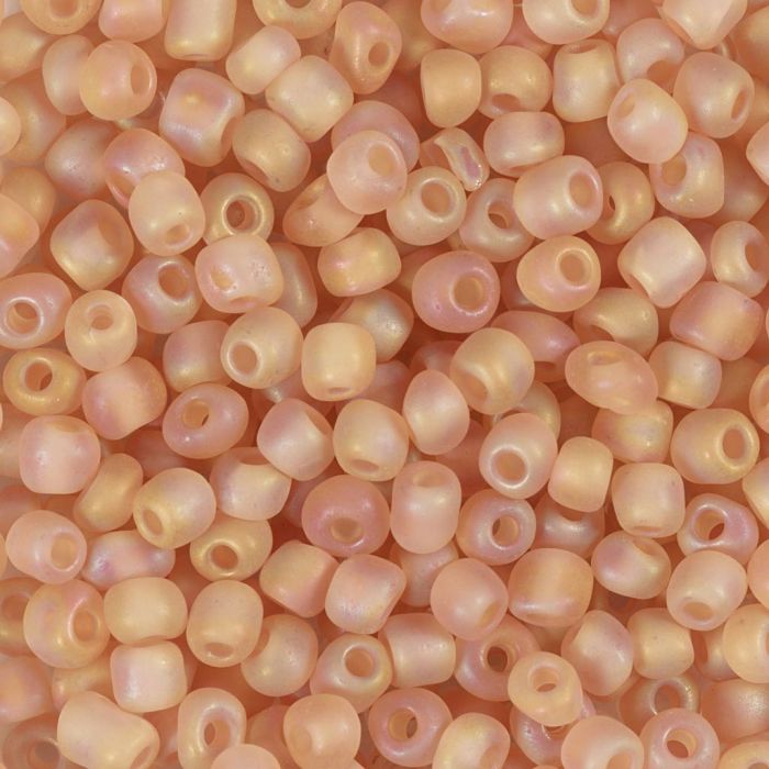 Perline rocaille, dim. 6/0, diam 4 mm, misura buco 0,9-1,2 mm, matt frozen, beige, 25 g/ 1 conf.