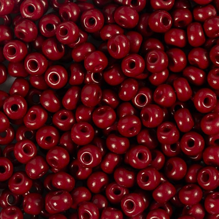 Perline rocaille, dim. 6/0, diam 4 mm, misura buco 0,9-1,2 mm, matt frozen, rosso marrone, 25 g/ 1 conf.