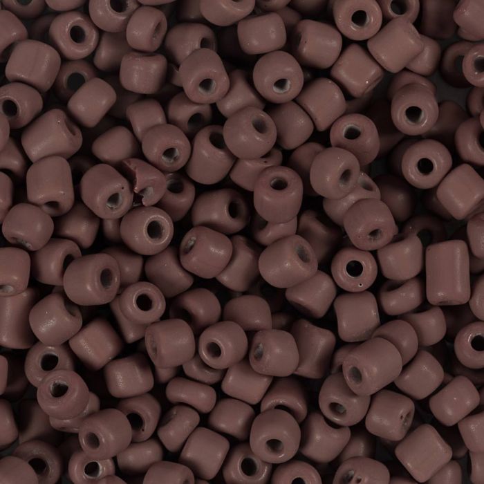Perline rocaille, dim. 6/0, diam 4 mm, misura buco 0,9-1,2 mm, matt frozen, mocca, 25 g/ 1 conf.
