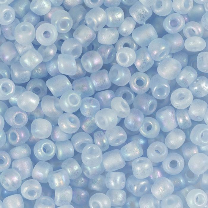 Perline rocaille, dim. 6/0, diam 4 mm, misura buco 0,9-1,2 mm, light blue center, 25 g/ 1 conf.