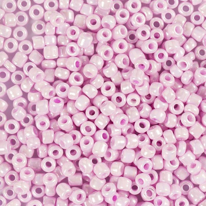 Perline rocaille, dim. 8/0, diam 3 mm, misura buco 0,6-1,0 mm, rosato tenue, 25 g/ 1 conf.