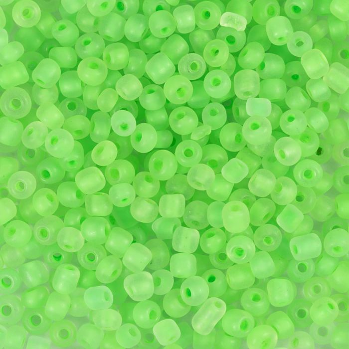 Perline rocaille, dim. 8/0, diam 3 mm, misura buco 0,6-1,0 mm, opaco, verde, 25 g/ 1 conf.