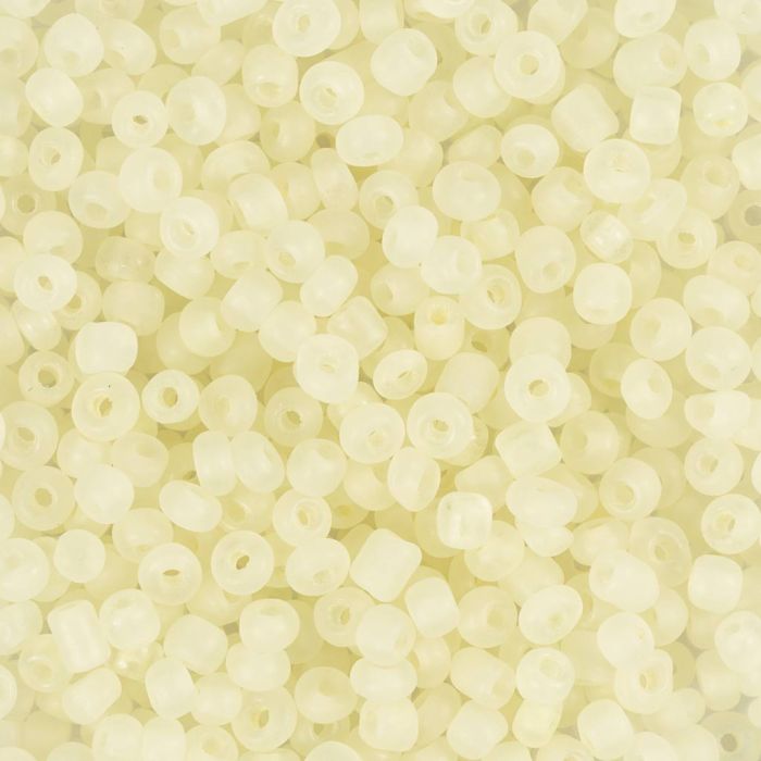 Perline rocaille, dim. 8/0, diam 3 mm, misura buco 0,6-1,0 mm, matt frozen, bianco, 25 g/ 1 conf.