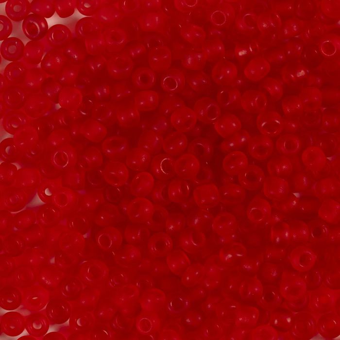 Perline rocaille, dim. 8/0, diam 3 mm, misura buco 0,6-1,0 mm, matt frozen, rosso, 25 g/ 1 conf.