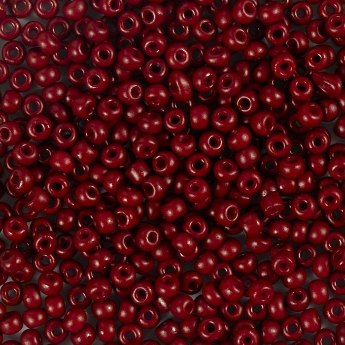 Perline rocaille, dim. 8/0, diam 3 mm, misura buco 0,6-1,0 mm, matt frozen, rosso marrone, 25 g/ 1 conf.