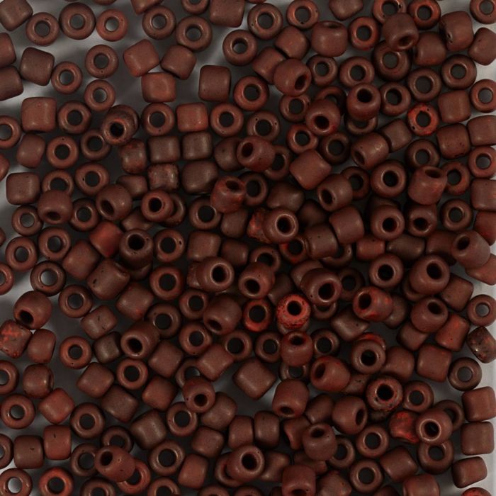 Perline rocaille, dim. 8/0, diam 3 mm, misura buco 0,6-1,0 mm, matt frozen, mocca, 25 g/ 1 conf.