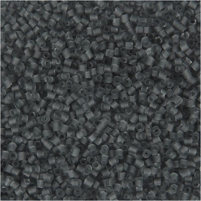 Perline rocaille 2-cut, diam 1,7 mm, misura 15/0, misura buco 0,5 mm, grigio transparent, 25 g/ 1 conf.
