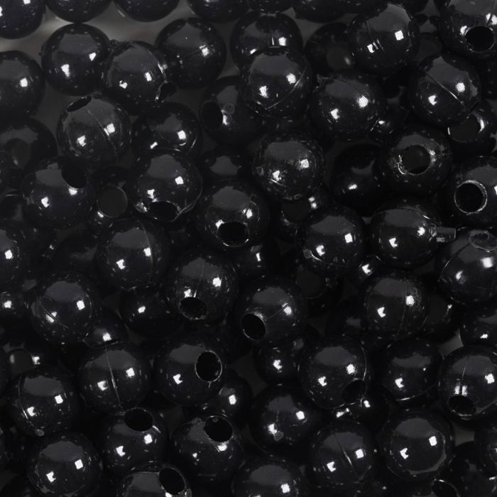 Perle in plastica, diam 6 mm, misura buco 1,5 mm, nero, 300 g/ 1 conf.