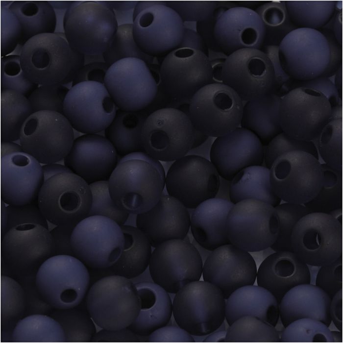 Perle in plastica, diam 6 mm, misura buco 2 mm, ca. 150 pz, blu, 40 g/ 1 conf.