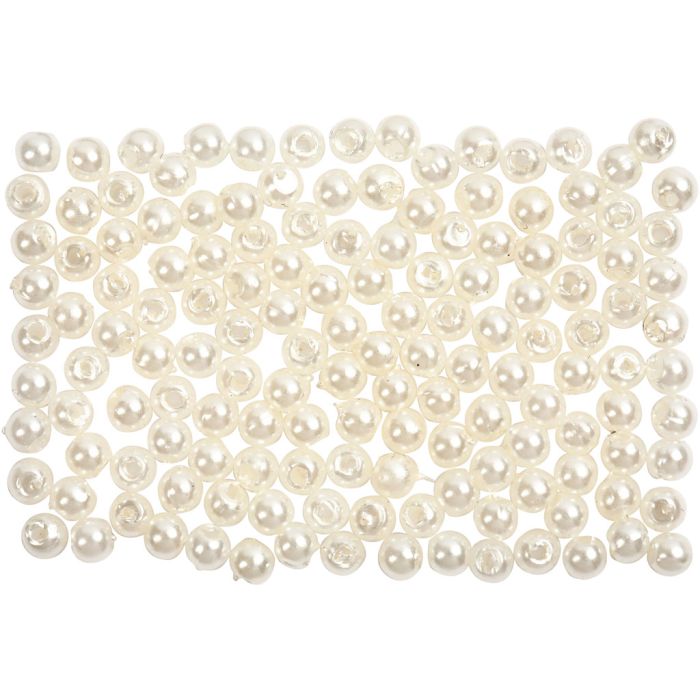 Perline di Cera, diam 3 mm, misura buco 0,7 mm, madreperla, 150 pz/ 1 conf.