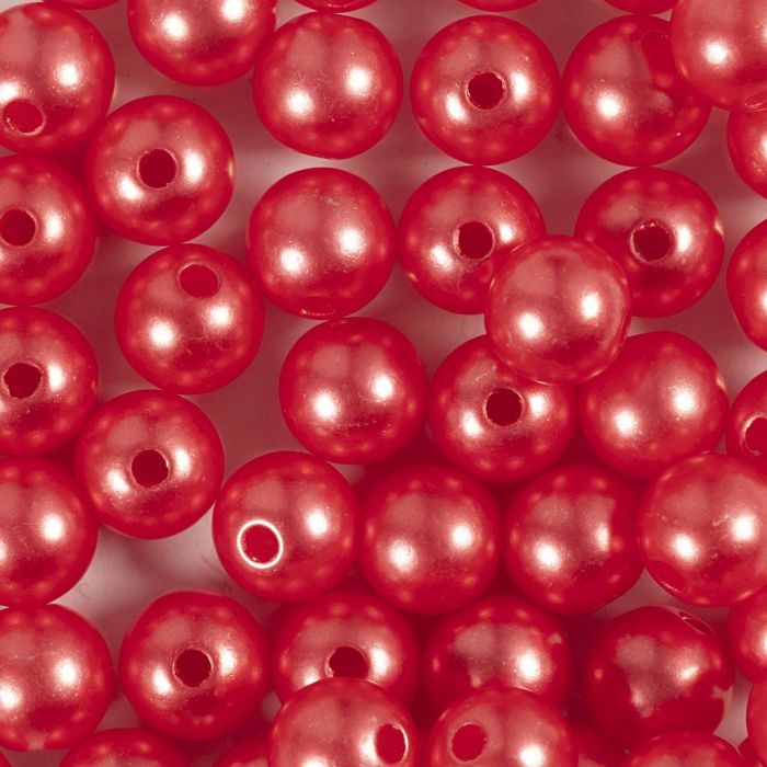 Perline di Cera, diam 8 mm, misura buco 1 mm, rosso, 50 pz, 20 g/ 1 conf.