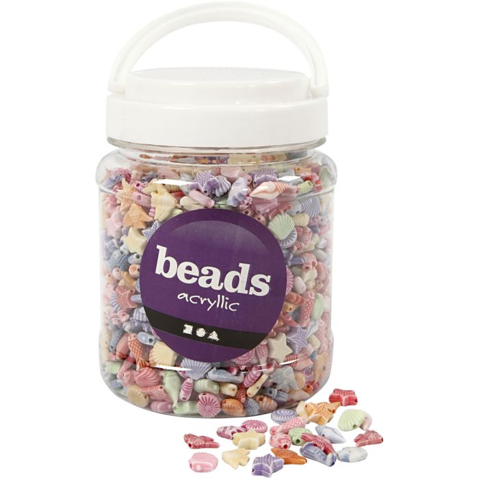 Perline Pastello, misura 9-12 mm, misura buco 1,2 mm, ca. 1600 pz, 500 g, 700 ml/ 1 vasch.