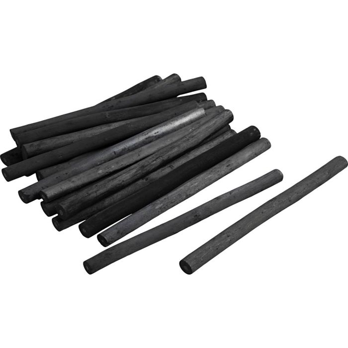Carboncino, L: 13,5 cm, diam 10 mm, morbido, nero opaco, 18 pz/ 1 conf.