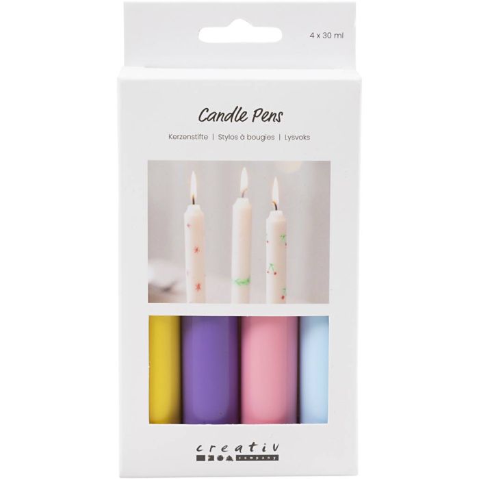 Penne per candele, azzurro, rosa chiaro, viola, giallo, 4x30 ml/ 1 conf.