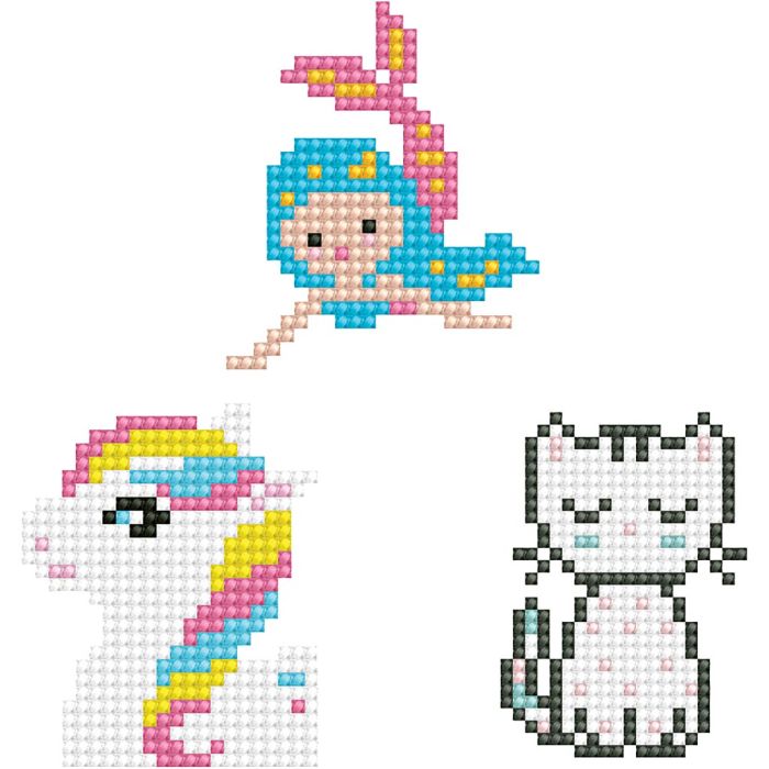 Diamond Dotz, gattino, sirena, pony, misura 18x10 cm, 1 conf.