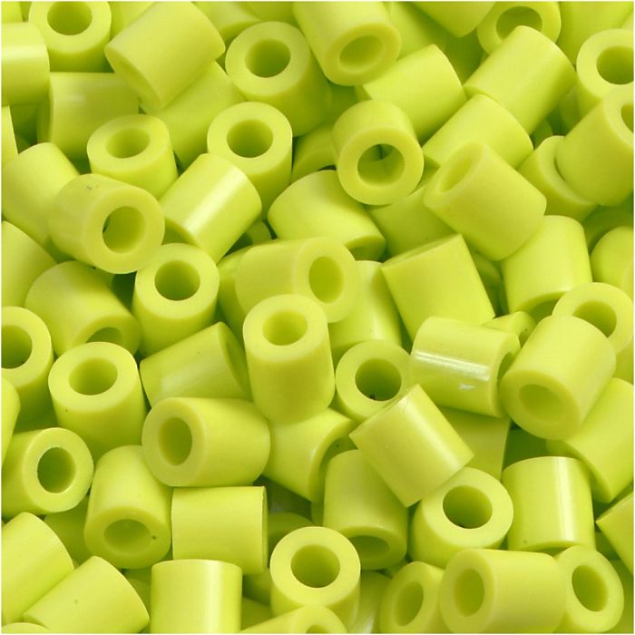 Perline a tubetto, misura 5x5 mm, misura buco 2,5 mm, medium, lime (32241), 1100 pz/ 1 conf.