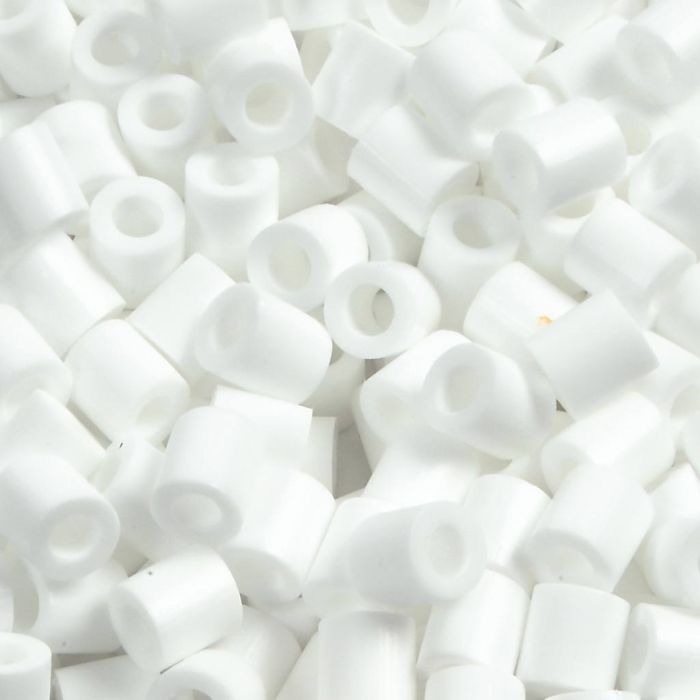 Perline a tubetto, misura 5x5 mm, misura buco 2,5 mm, medium, bianco (32221), 1100 pz/ 1 conf.
