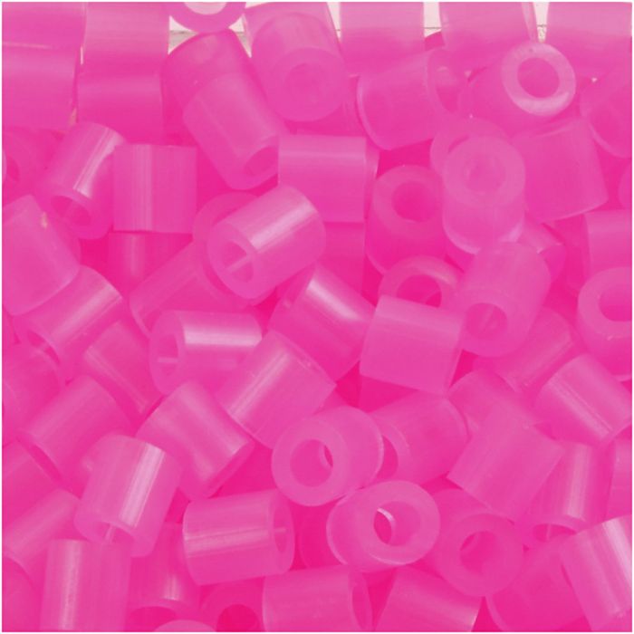 Perline a tubetto, misura 5x5 mm, misura buco 2,5 mm, medium, rosato neon (32257), 1100 pz/ 1 conf.