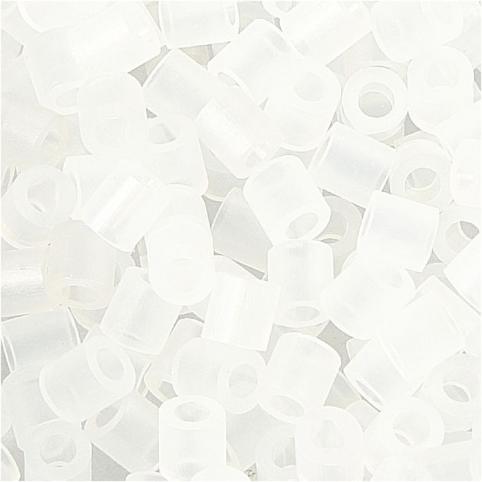 Perline a tubetto, misura 5x5 mm, misura buco 2,5 mm, medium, chiaro trasparente (32264), 1100 pz/ 1 conf.