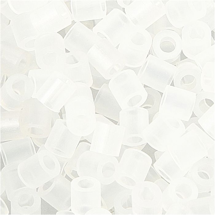 Perline a tubetto, misura 5x5 mm, misura buco 2,5 mm, medium, chiaro trasparente (32264), 6000 pz/ 1 conf.